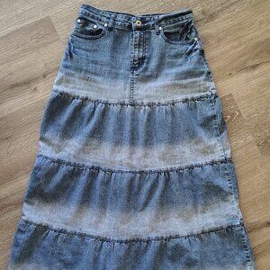 Vintage Tiered Denim Maxi Skirt